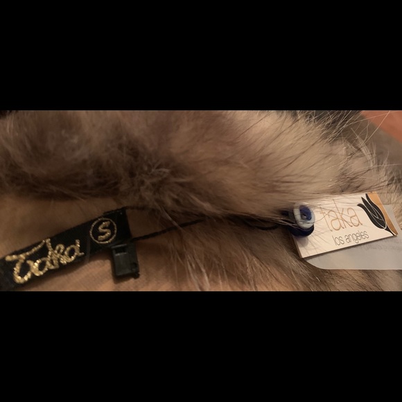 NWT Taka silk faux fur collar print dress - Picture 6 of 7